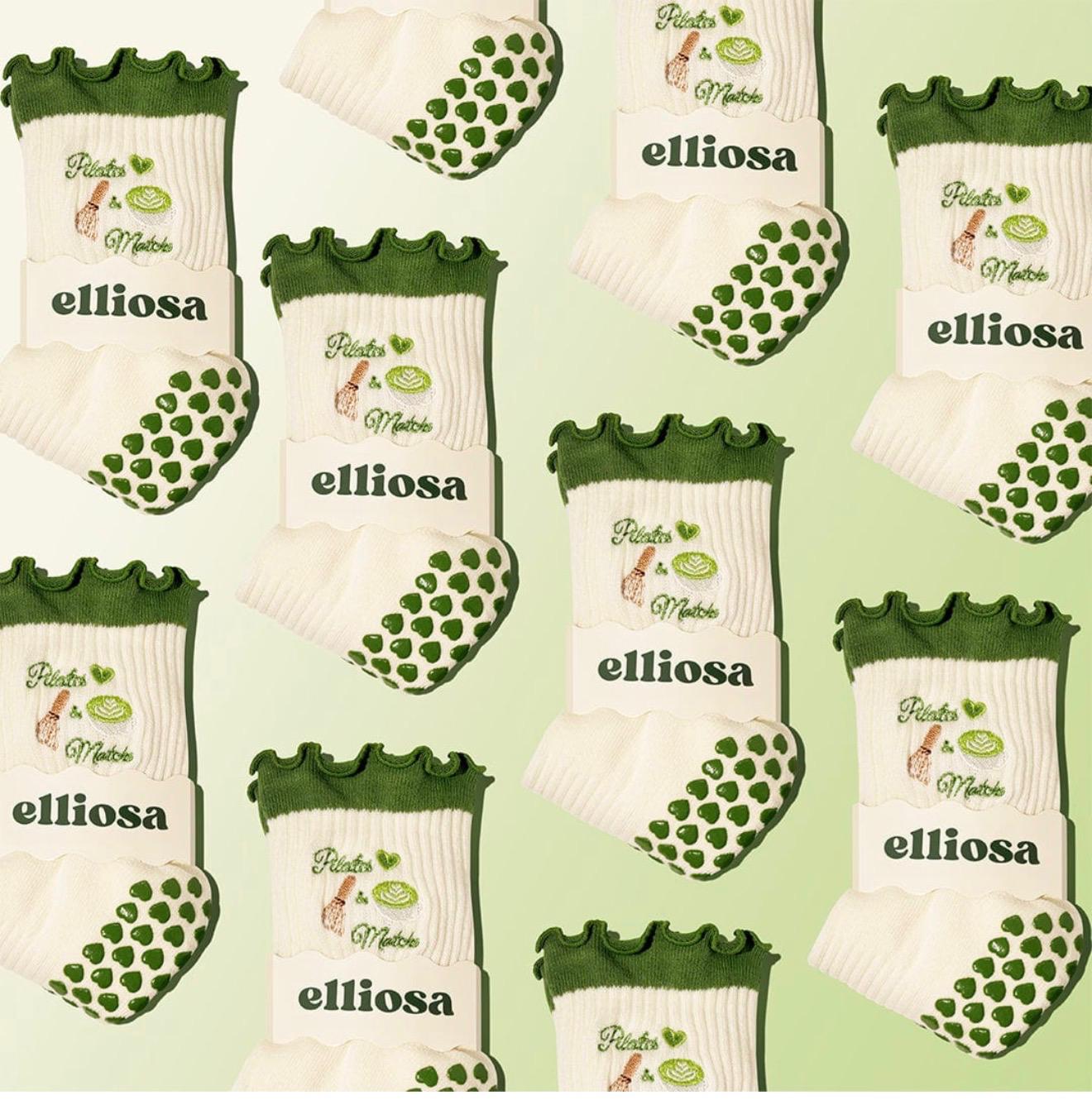 Elliosa Grip Socks-Pilates & Matcha